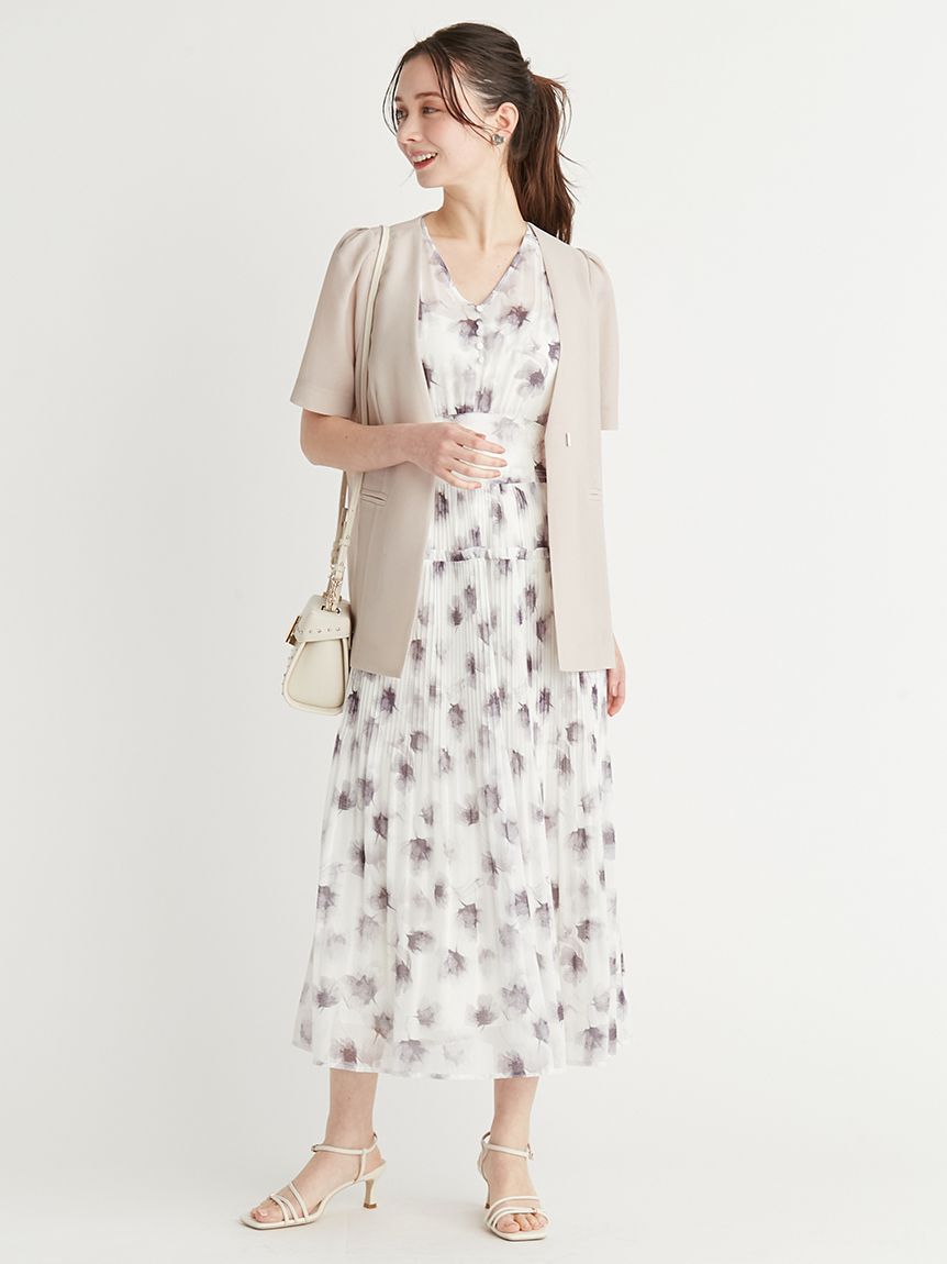 CELFORD「ハーフスリーブメッシュジャケット」|ノーカラージャケット|