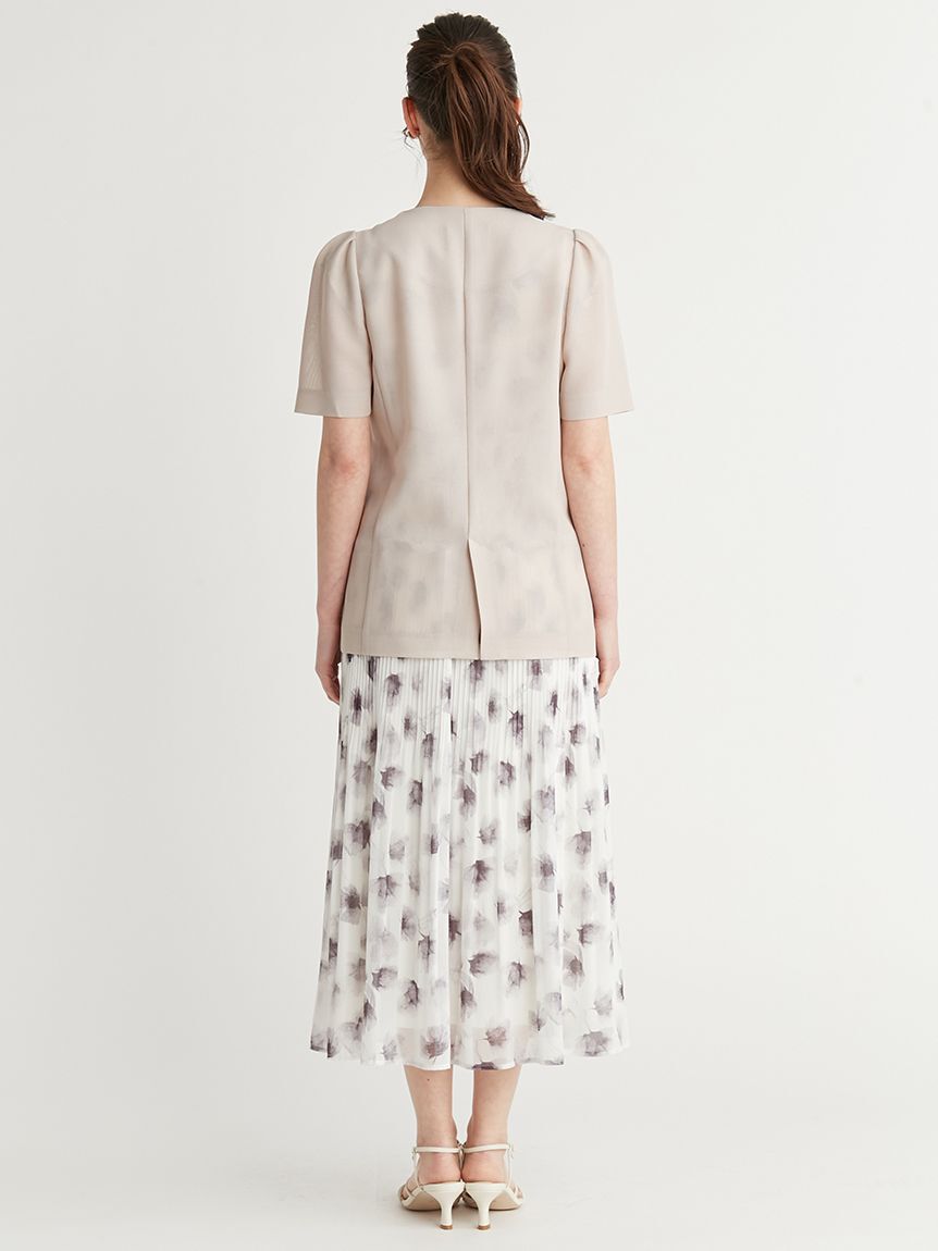 CELFORD「ハーフスリーブメッシュジャケット」|ノーカラージャケット|