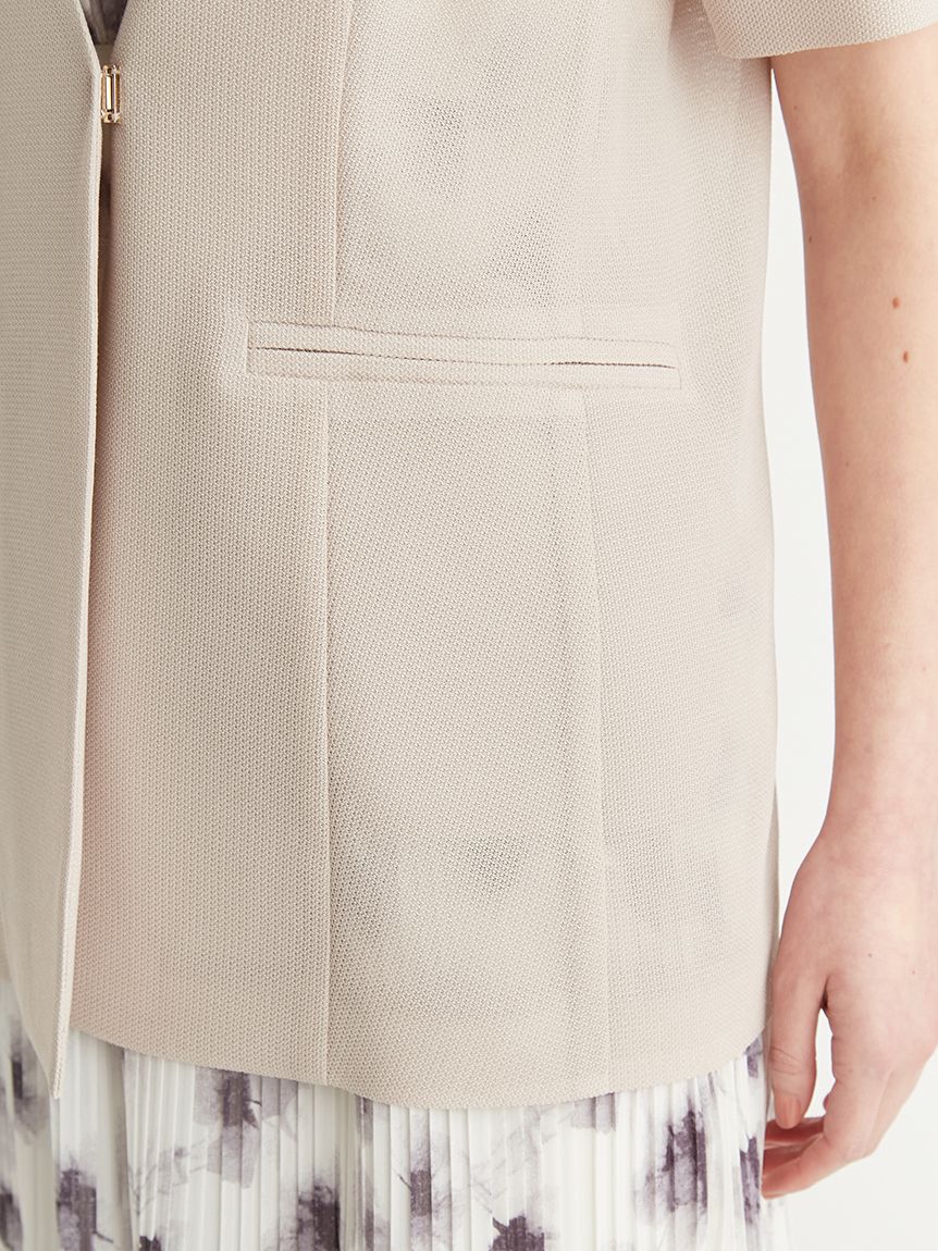 CELFORD「ハーフスリーブメッシュジャケット」|ノーカラージャケット|