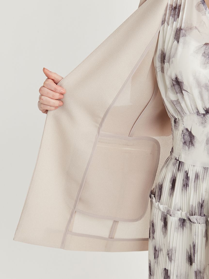 CELFORD「ハーフスリーブメッシュジャケット」|ノーカラージャケット|