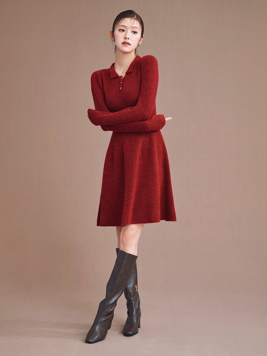 CELFORD「襟付きミニニットワンピース」|ワンピース|