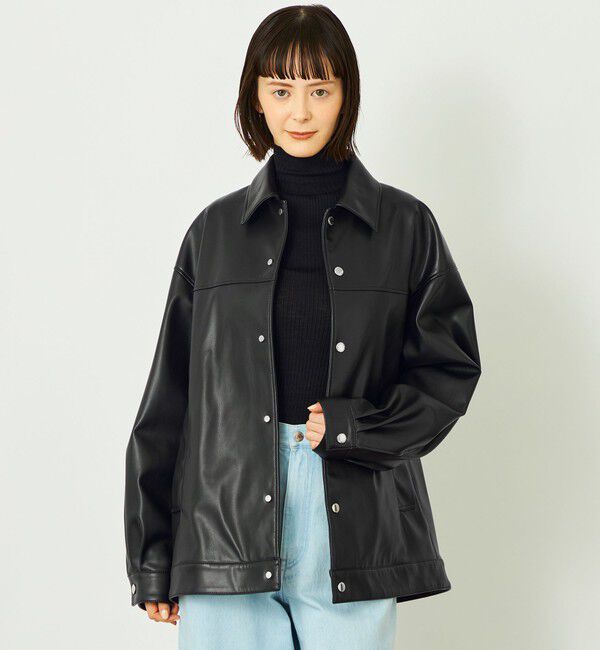 MACKINTOSH PHILOSOPHY「GREY LABEL 【HARLTON（ハールトン）】フェイクレザー」|ブルゾン・スタジャン|ブラック