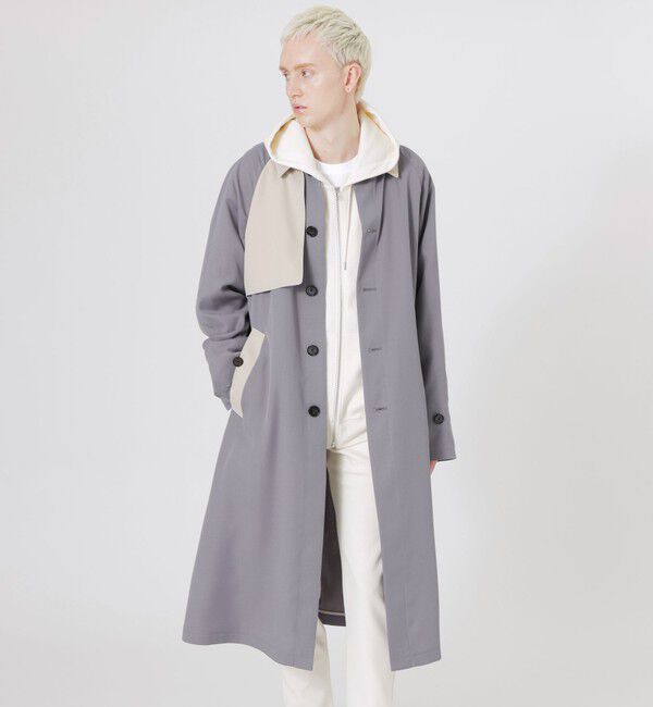  「エアロツイルバイカラーステンカラーコート」|ステンカラーコート|グレー