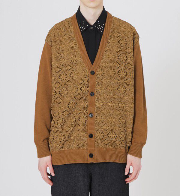  「シルエットレースコンビカーディガン」|ニット・セーター|