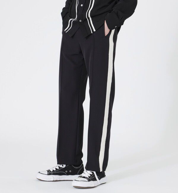  「サイドブレードスリットイージーストレートパンツ」|その他|ブラック&times;ホワイト