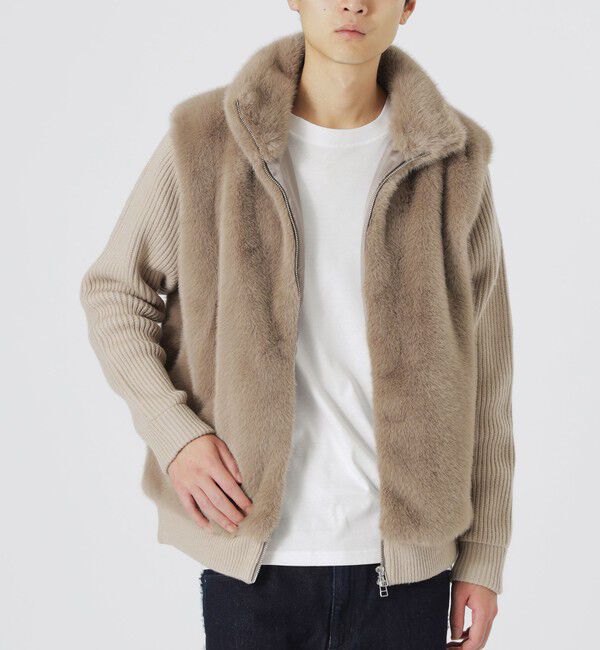  「【UNISEX】ファーコンビドライバーズニット」|ニット・セーター|