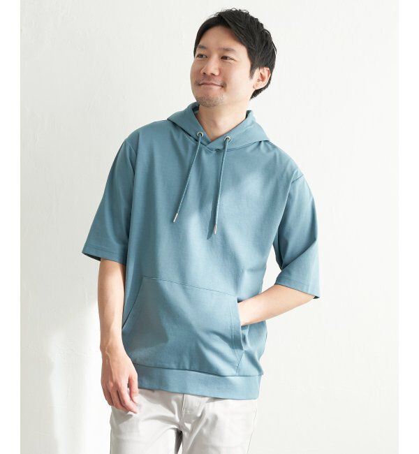 ikka「5分袖セイケツカイテキパーカー」|Tシャツ・カットソー|グリーン