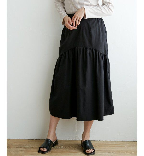 ikka「メモリーティアードキリカエスカート」|スカート|ブラック