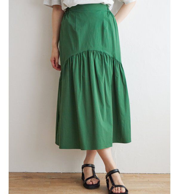 ikka「メモリーティアードキリカエスカート」|スカート|グリーン