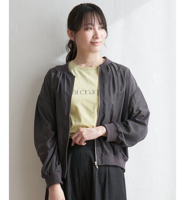 ikka「シアMA-1」|ブルゾン・スタジャン|チャコール