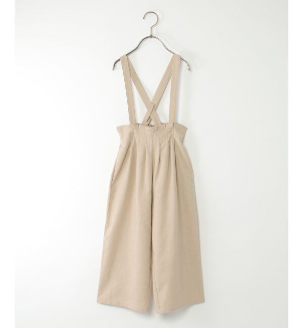 ikka kids「麻混サス付きタックワイドパンツ（120~160cm）」|その他|ベージュ