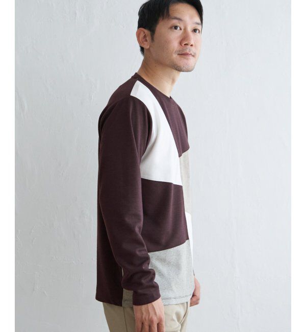 ikka「ブロックススエード切り替えロンT」|Tシャツ・カットソー|