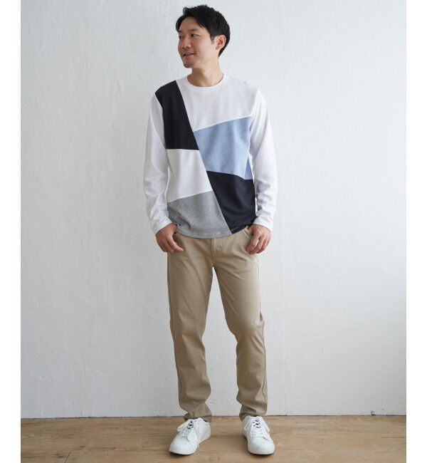 ikka「ブロックススエード切り替えロンT」|Tシャツ・カットソー|