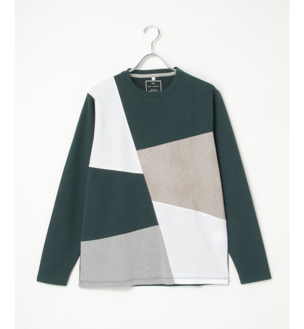 ikka「ブロックススエード切り替えロンT」|Tシャツ・カットソー|