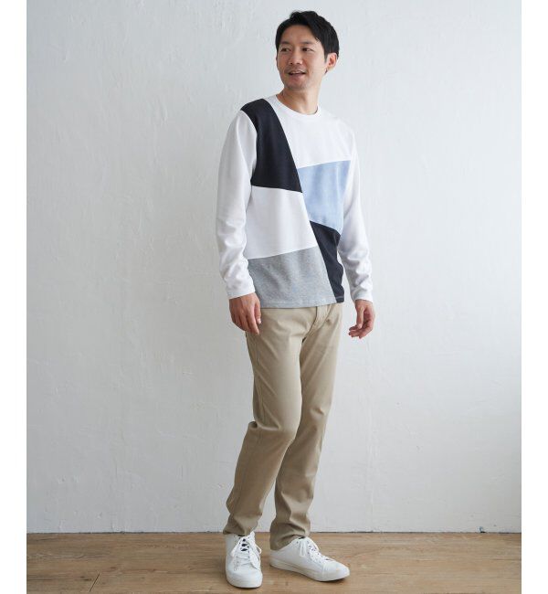 ikka「ブロックススエード切り替えロンT」|Tシャツ・カットソー|