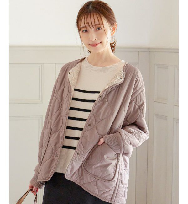 ikka「キルトボアリバーシブルブルゾン」|ブルゾン・スタジャン|