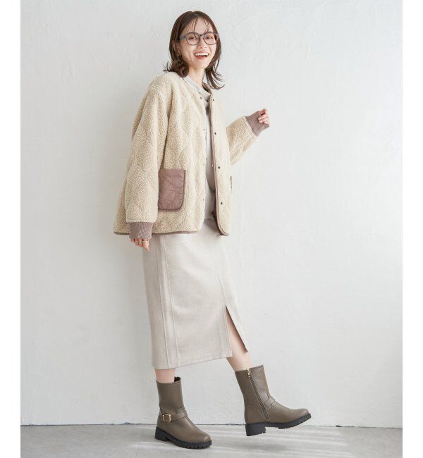 ikka「キルトボアリバーシブルブルゾン」|ブルゾン・スタジャン|