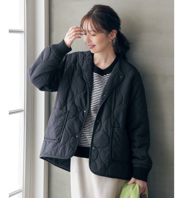 ikka「キルトボアリバーシブルブルゾン」|ブルゾン・スタジャン|