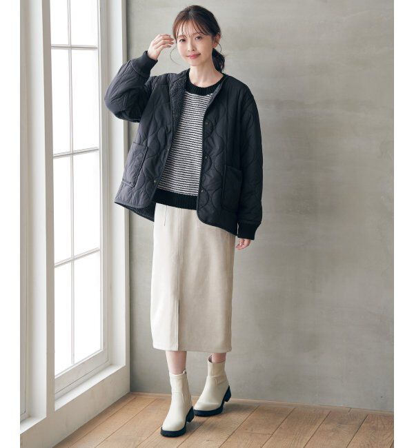 ikka「キルトボアリバーシブルブルゾン」|ブルゾン・スタジャン|