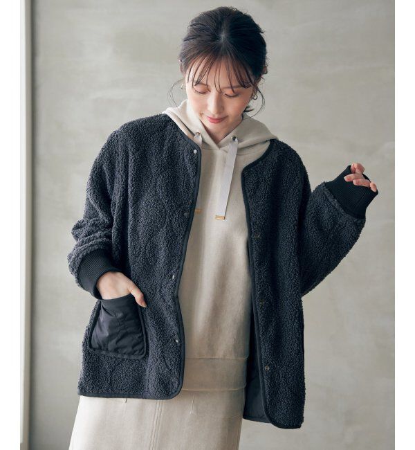 ikka「キルトボアリバーシブルブルゾン」|ブルゾン・スタジャン|