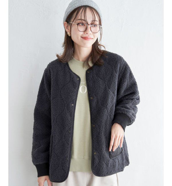 ikka「キルトボアリバーシブルブルゾン」|ブルゾン・スタジャン|