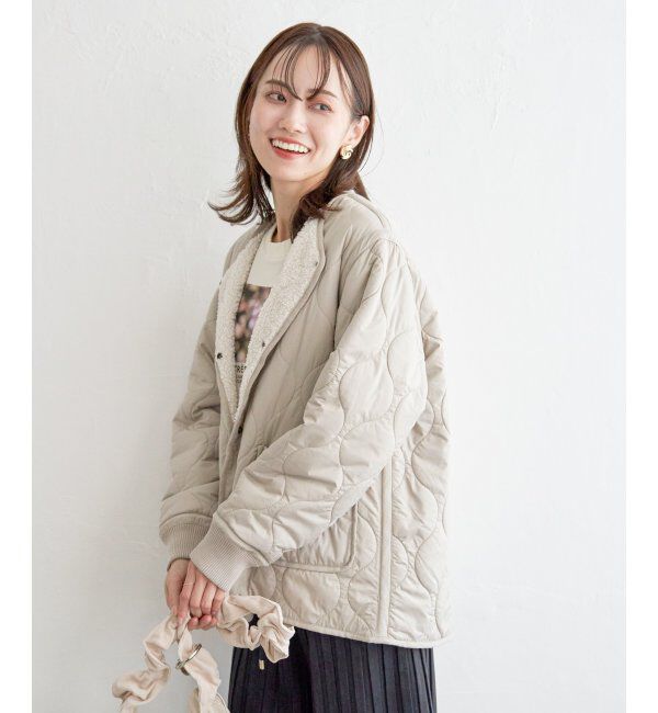 ikka「キルトボアリバーシブルブルゾン」|ブルゾン・スタジャン|ベージュ