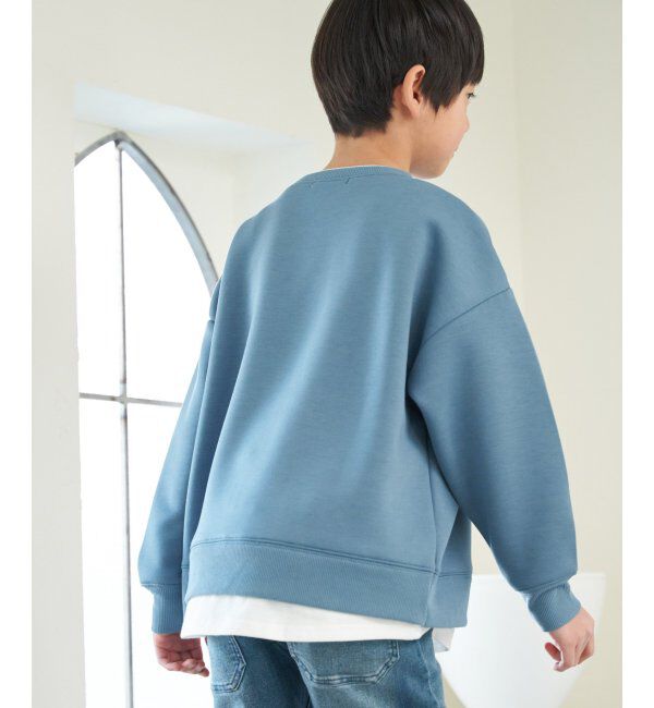 ikka kids「【洗濯機で洗える／親子おそろい】GOKU楽ダンボールレイヤープルオーバー（120~160cm）」|Tシャツ・カットソー|