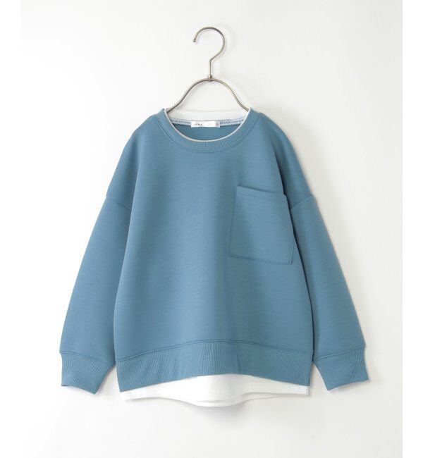 ikka kids「【洗濯機で洗える／親子おそろい】GOKU楽ダンボールレイヤープルオーバー（120~160cm）」|Tシャツ・カットソー|