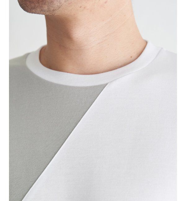 ikka「【親子おそろい】ブロックスポンチ斜め切り替えTシャツ」|Tシャツ・カットソー|