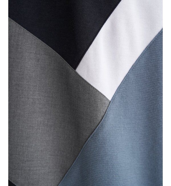 ikka「【親子おそろい】ブロックスポンチ斜め切り替えTシャツ」|Tシャツ・カットソー|