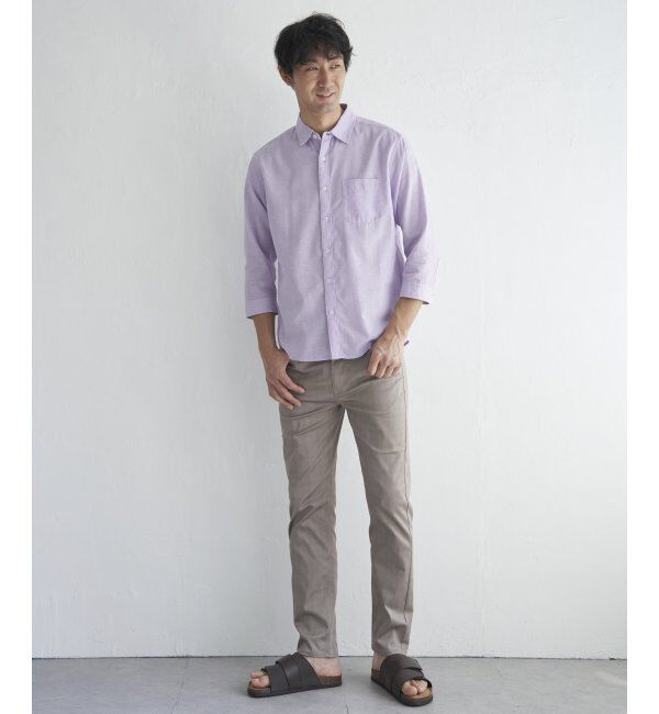 ikka「【吸水速乾】7分イージーケアリネン無地シャツ」|シャツ・ブラウス|