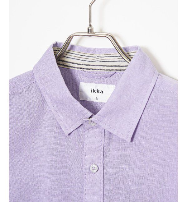 ikka「【吸水速乾】7分イージーケアリネン無地シャツ」|シャツ・ブラウス|