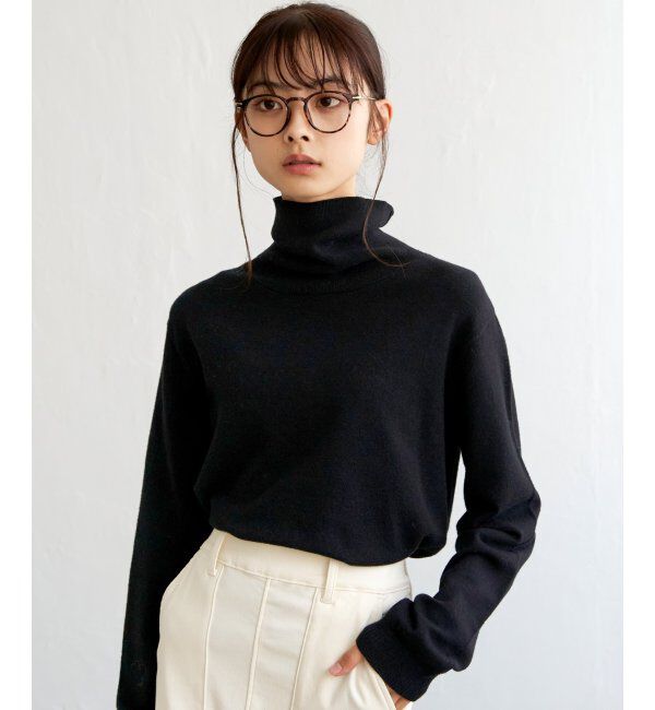 Lbc with Life「天竺ハイネックカラーニット」|カーディガン|ブラック