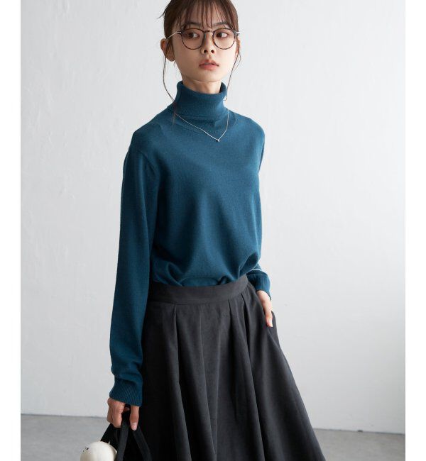 Lbc with Life「天竺ハイネックカラーニット」|カーディガン|Dkグリーン