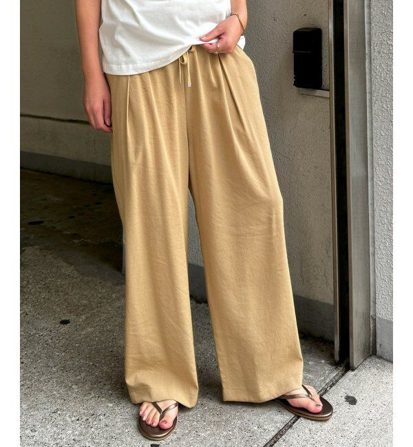 Lbc with Life「ウエストシャーリングワイドパンツ」|その他|ベージュ