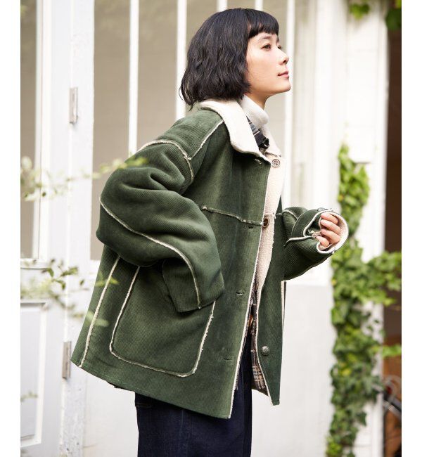 Lbc with Life「ボアコーデュロイリバーシブル襟付きジャケット」|ブルゾン・スタジャン|