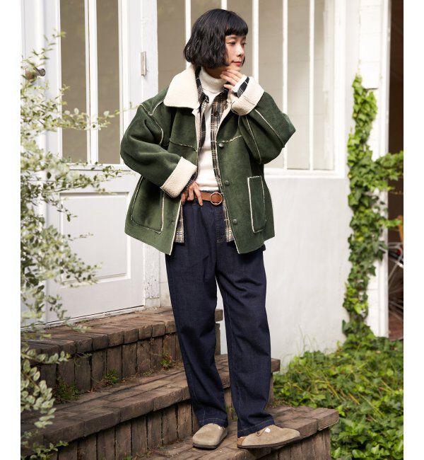 Lbc with Life「ボアコーデュロイリバーシブル襟付きジャケット」|ブルゾン・スタジャン|