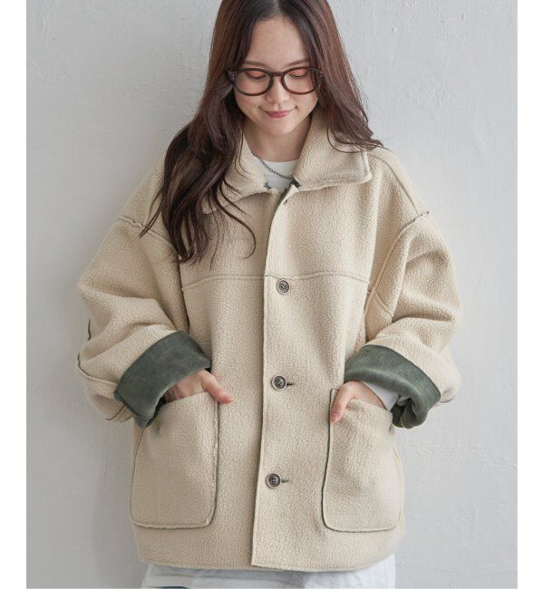 Lbc with Life「ボアコーデュロイリバーシブル襟付きジャケット」|ブルゾン・スタジャン|