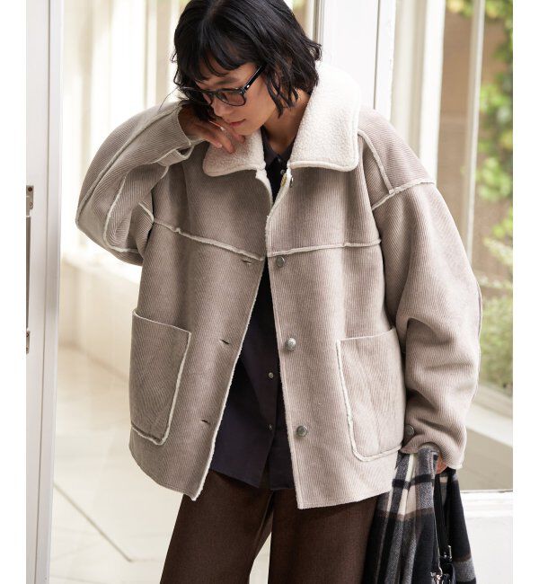 Lbc with Life「ボアコーデュロイリバーシブル襟付きジャケット」|ブルゾン・スタジャン|