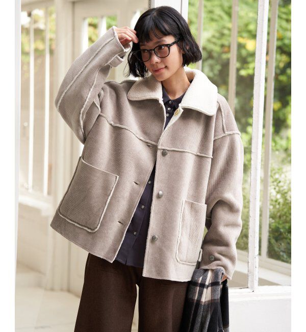 Lbc with Life「ボアコーデュロイリバーシブル襟付きジャケット」|ブルゾン・スタジャン|