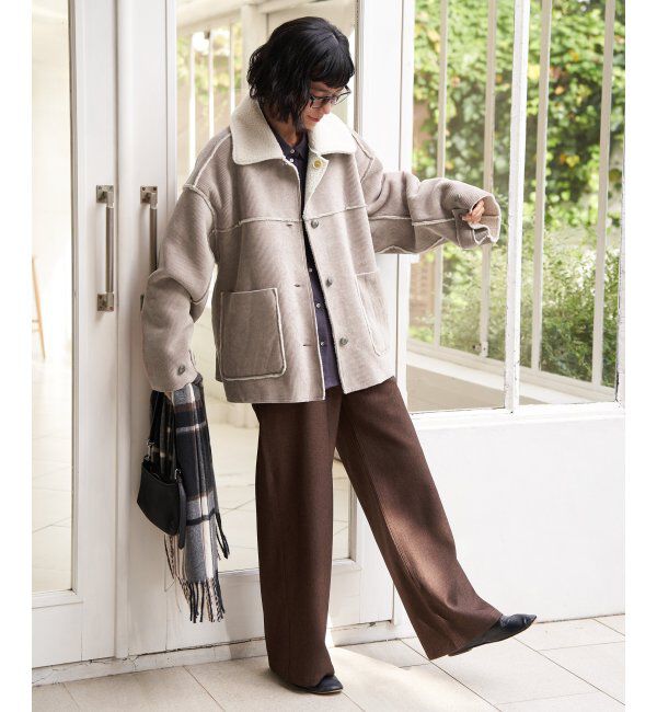 Lbc with Life「ボアコーデュロイリバーシブル襟付きジャケット」|ブルゾン・スタジャン|