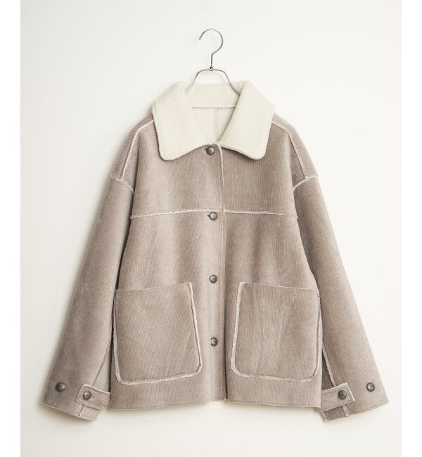 Lbc with Life「ボアコーデュロイリバーシブル襟付きジャケット」|ブルゾン・スタジャン|