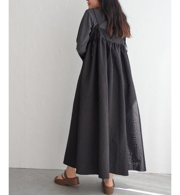 VENCE share style「フクレジャガードペプラムキャミワンピース」|ワンピース|ブラック