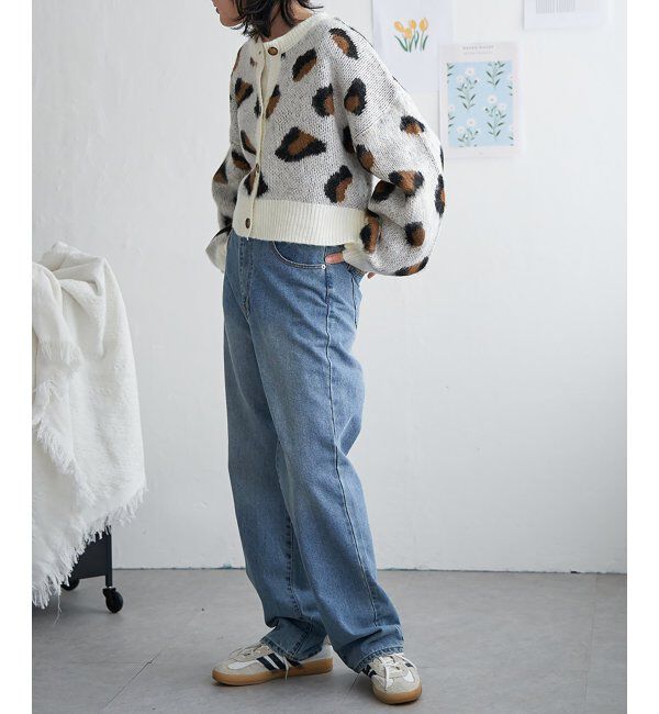 VENCE share style「ヒョウ柄ショートガーディガン」|カーディガン|