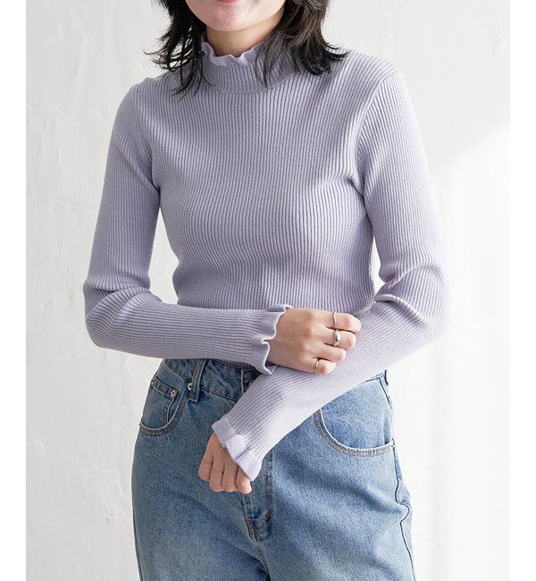 VENCE share style「12Gリブフリルネックニットプルオーバー」|タンクトップ|