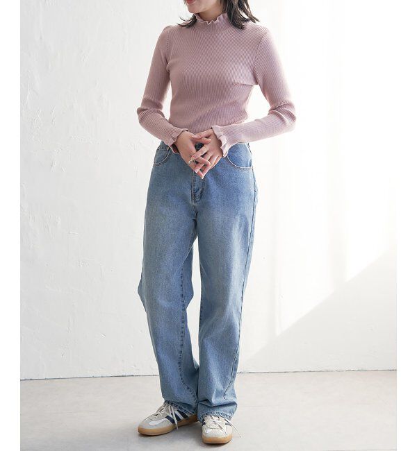 VENCE share style「12Gリブフリルネックニットプルオーバー」|タンクトップ|