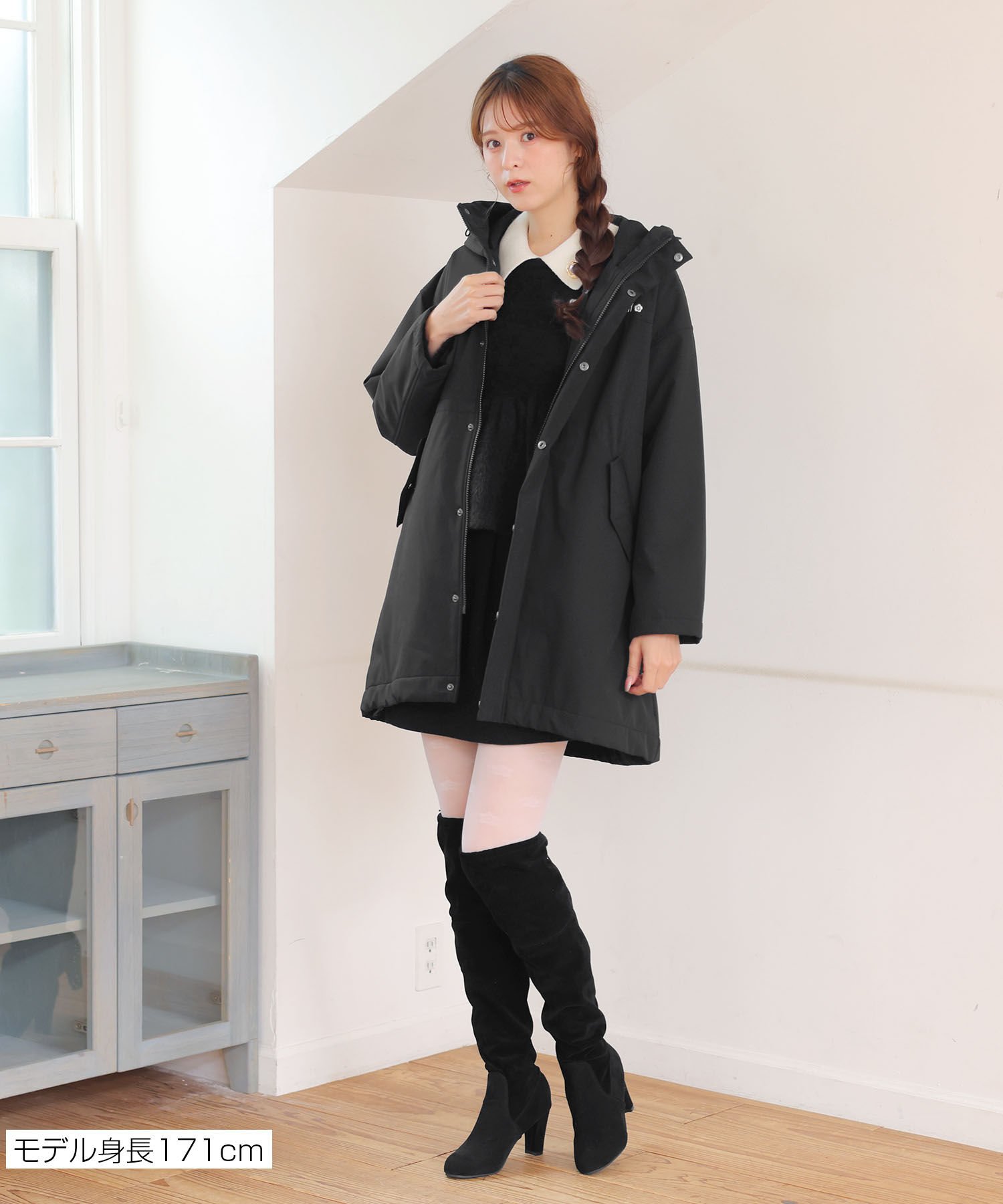 MARY QUANT「ロゴパデッド ロングコート」|ピーコート|