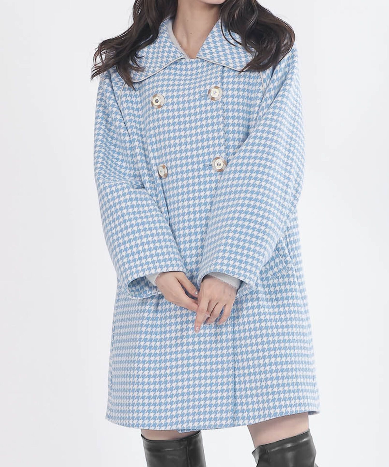 MARY QUANT「ダブルクラシカル ロングコート」|トレンチコート|ブルー