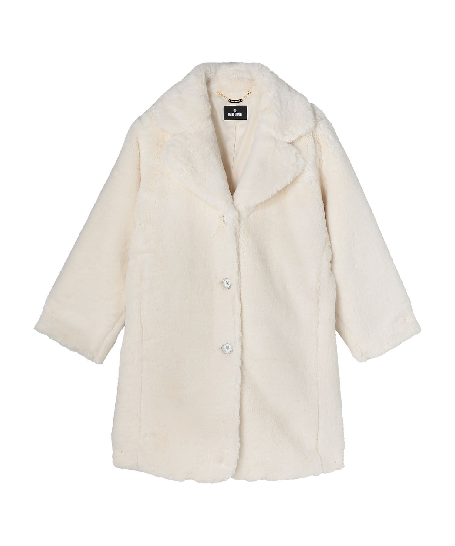 MARY QUANT「デイジーパールボタンファー ロングコート」|トレンチコート|