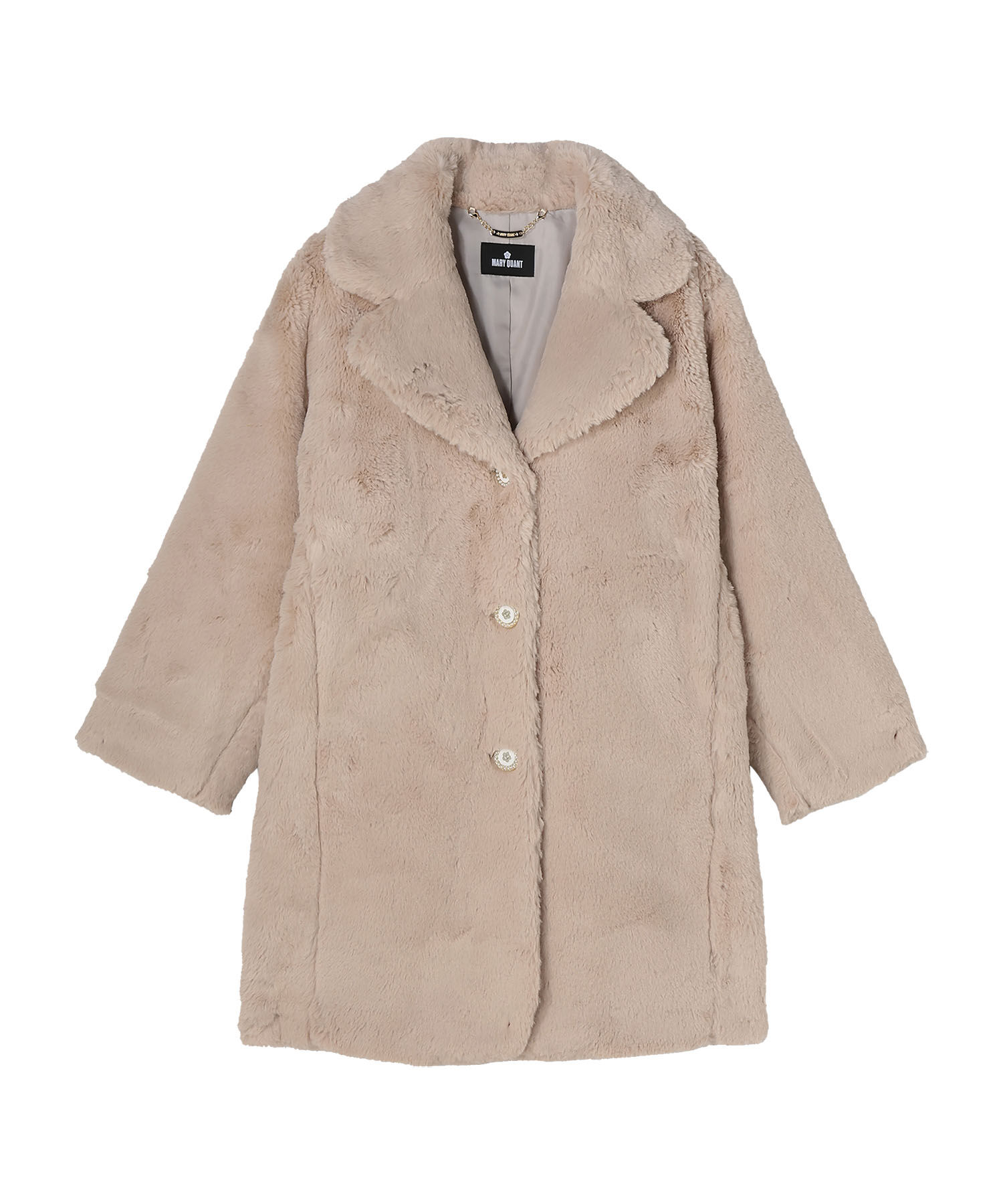 MARY QUANT「デイジーパールボタンファー ロングコート」|トレンチコート|